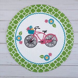Braided Placemat Centerpiece Summer Bike Ride Flowers 14.5 Inch Round
